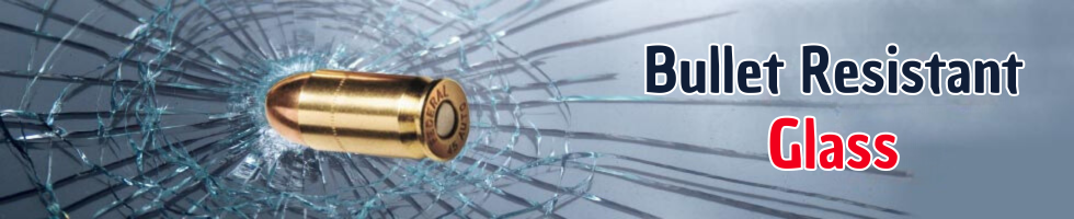 Diagram comparing ordinary glass to CLSG bullet resistant glass under impact