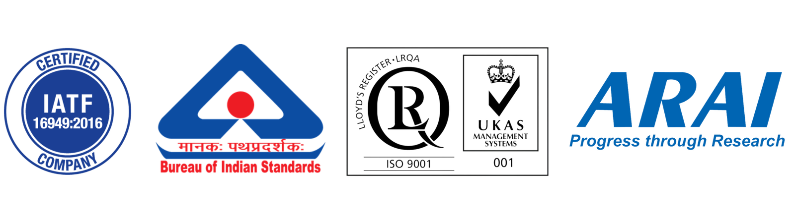 CLSG certification marks: IATF 16949, ISI, ARAI, CIRT, UTAC