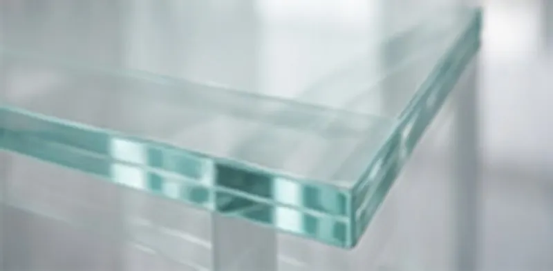 Edge of a laminated glass pane with a clear PVB interlayer