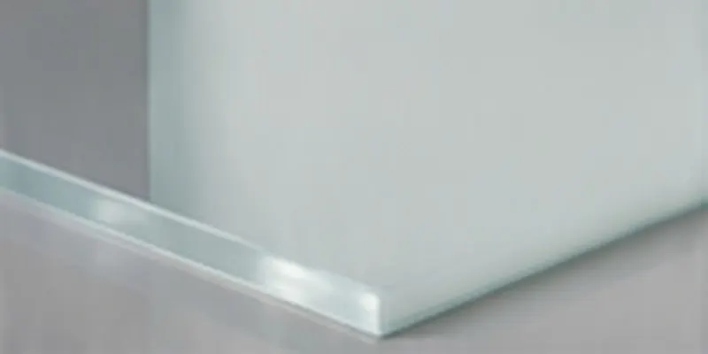 Edge of a laminated glass pane with a milky white PVB interlayer